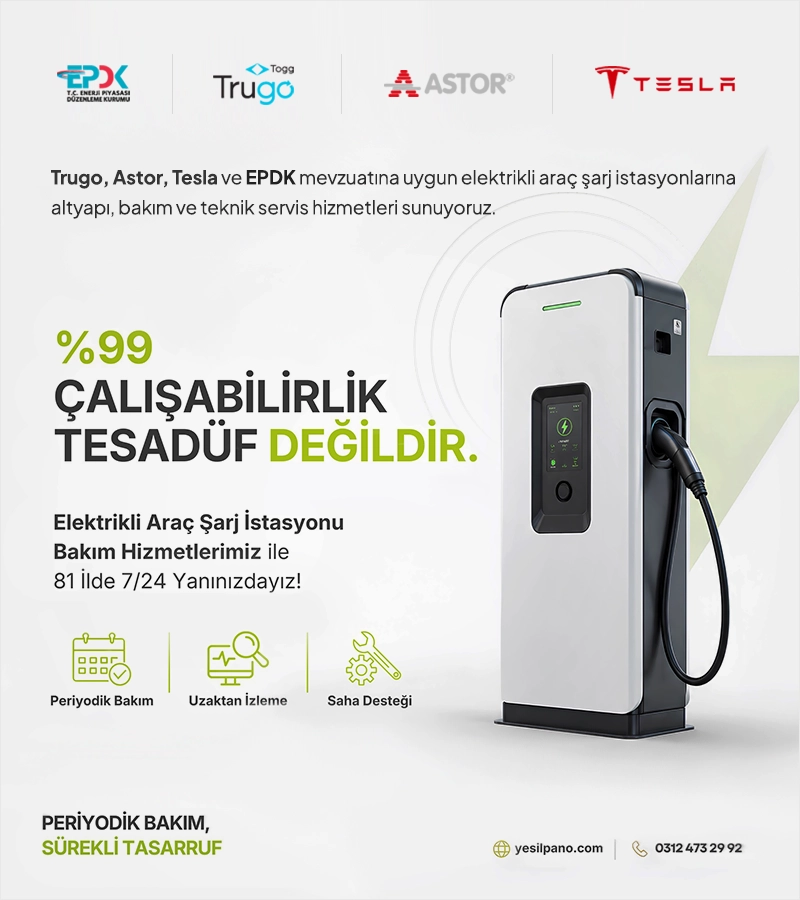 Elektrikli Araç Şarj Altyapısı Bakımı Trugo, Astor, Tesla